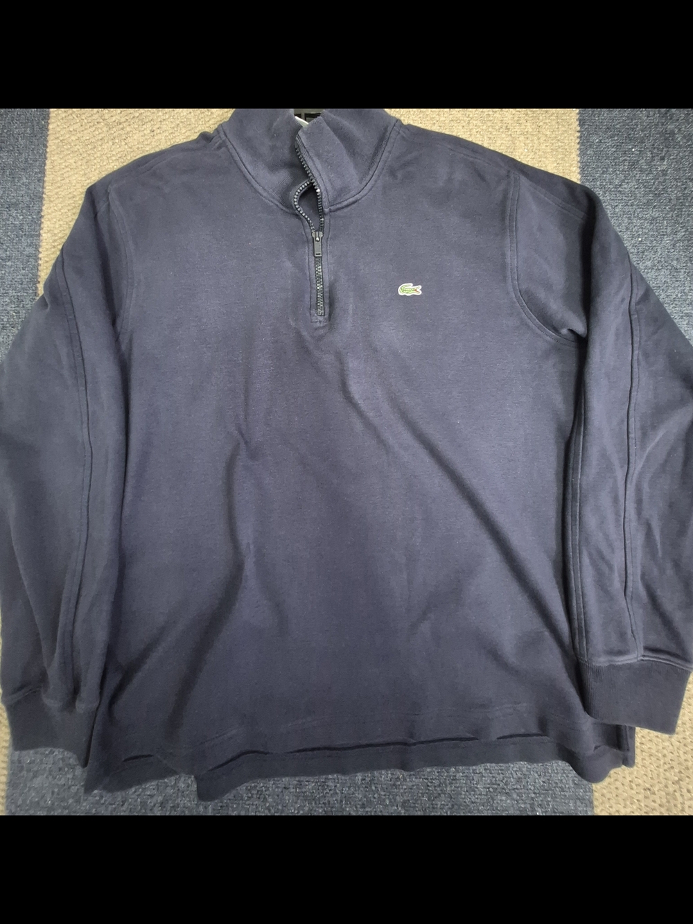 Lacoste Men's Navy Quarter-Zip Sweatshirt with Chest Logo - Picture 4 of 4